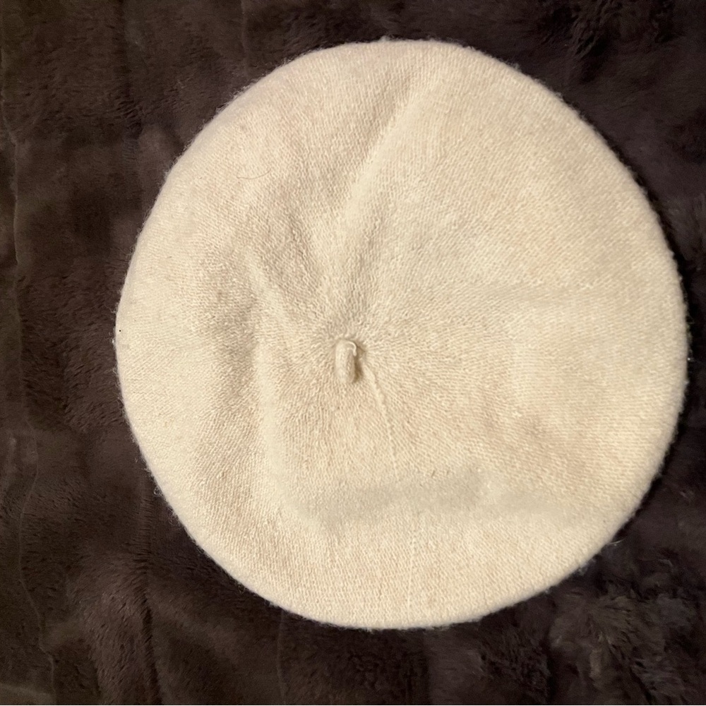 Cream Beret Hat